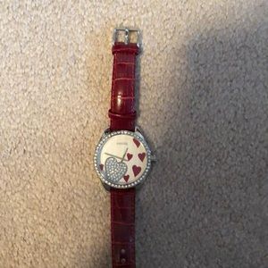 Fossil Watch - red leather band